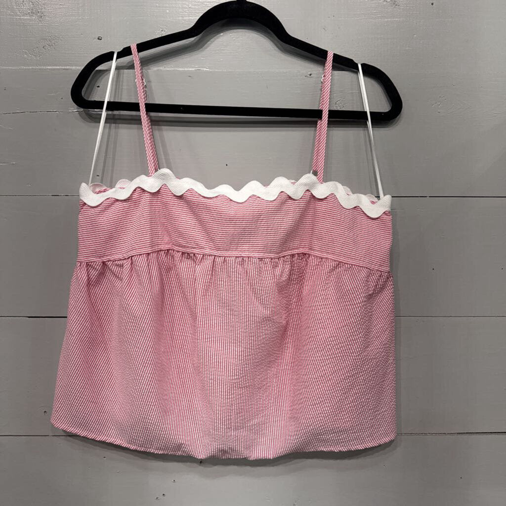EVOLUTIONARY,NWT STRIPE TANK TOP ,PINK WHT,L