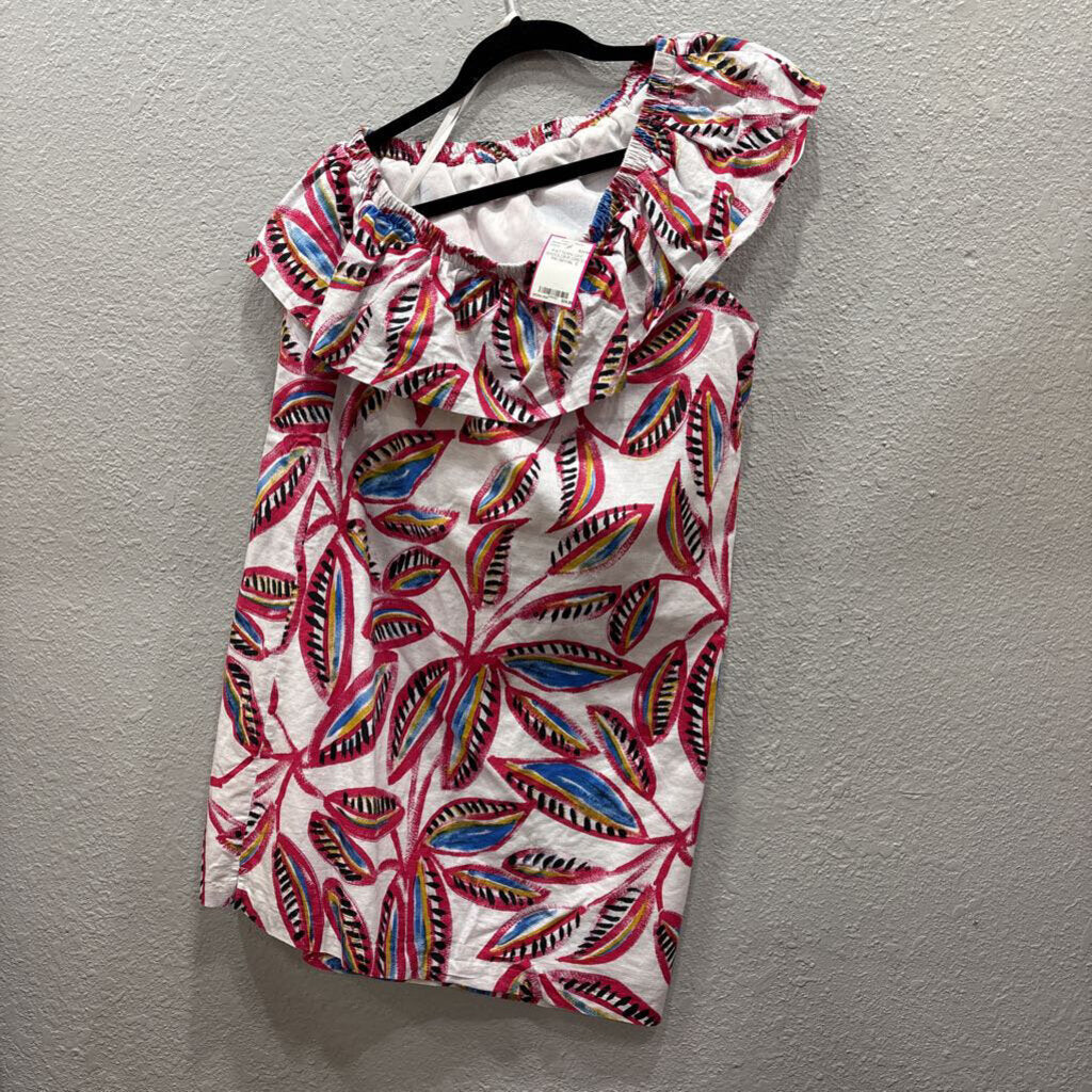 J CREW,PATTERN OFF SHOULDER DRESS,PK/WH/BL,S