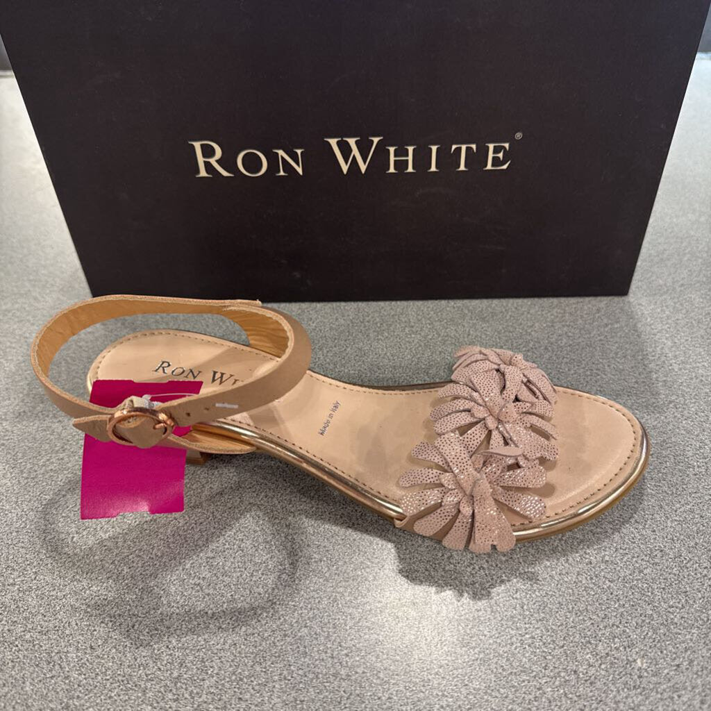 RON WHITE,RW FLOWER SANDAL ,ROSE GOLD BLUSH PINK ,37