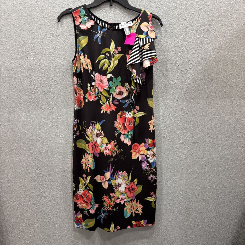 JOSEPH RIBBKOFF,JR FLORAL DRESS ,BLK MULTI ,10