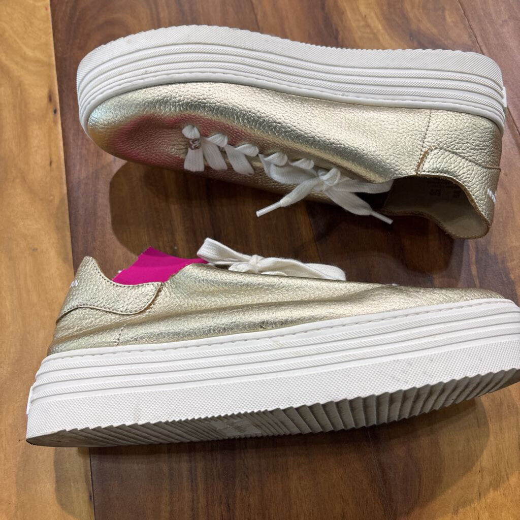 SAM EDELMAN,SE PLATFORM SNEAKER ,GOLD WHT