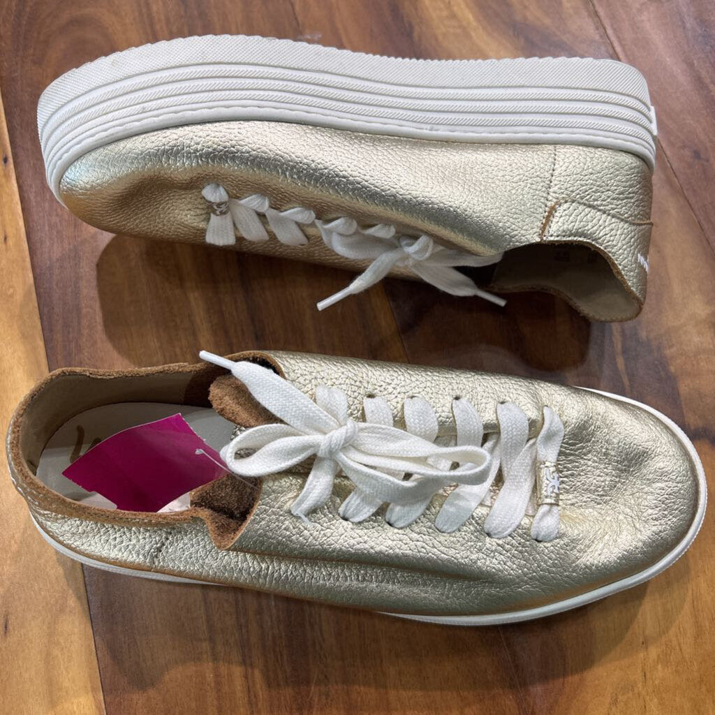 SAM EDELMAN,SE PLATFORM SNEAKER ,GOLD WHT