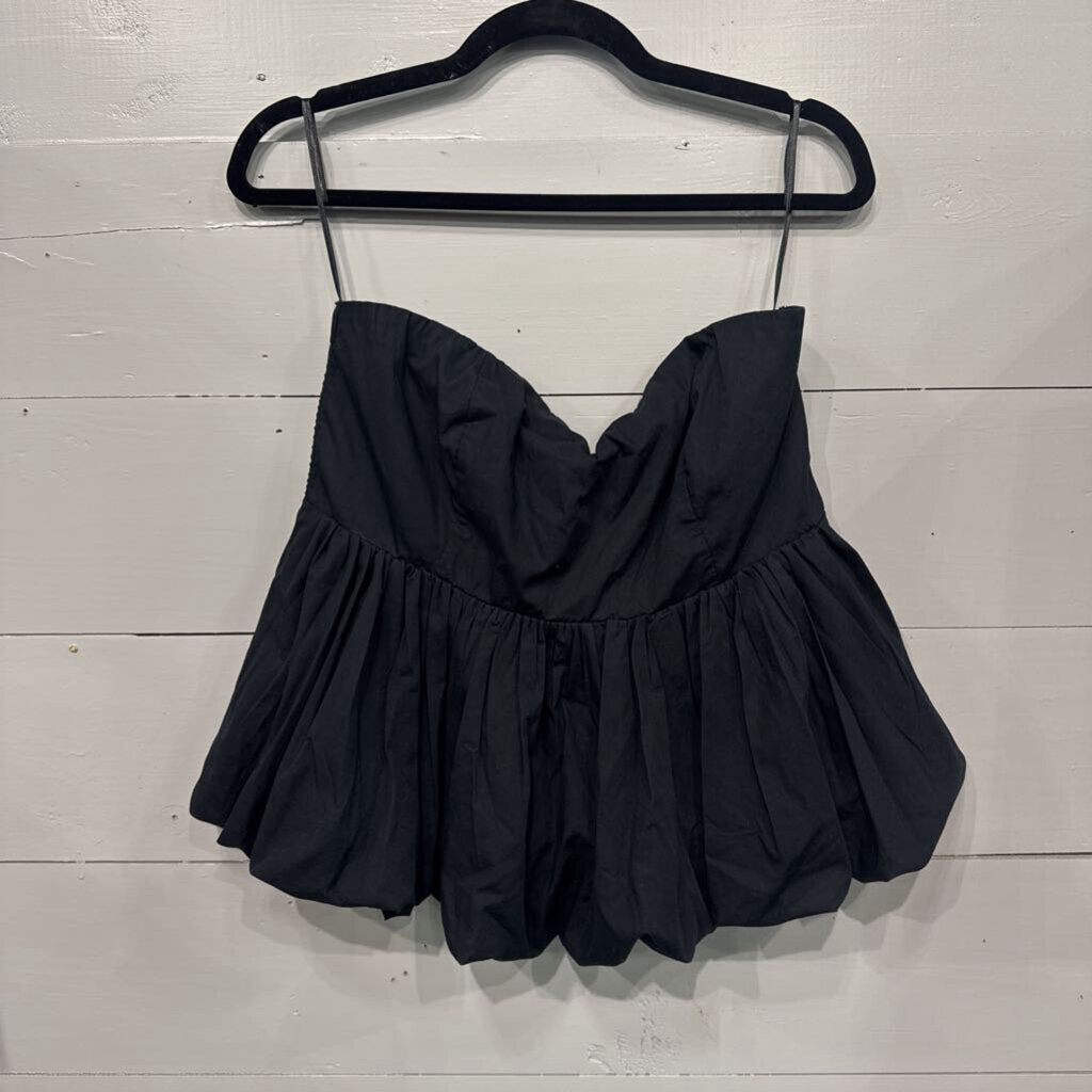 ABERCROMBIE & FITCH,NWT RUFFLE PUFF TANK TOP ,BLK,L