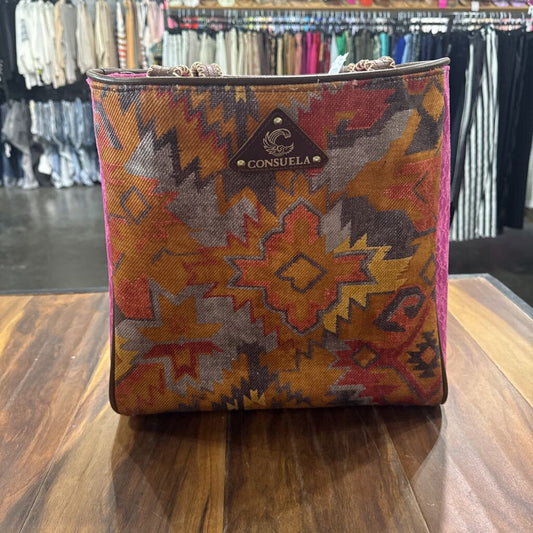 CONSUELA,CONSUELA AZTEC TOTE ,BROWN PINK