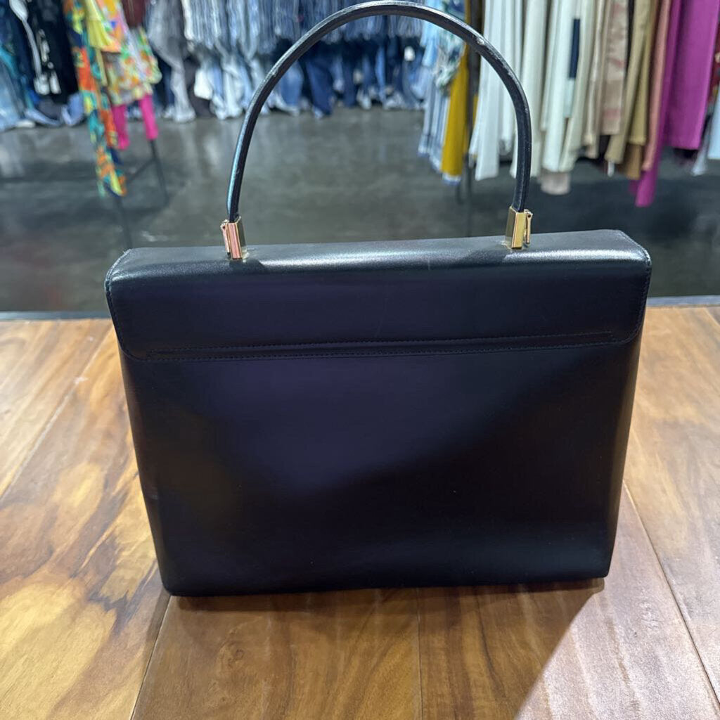 SALVATORE FERRAGAMO,AUTHENTIC SF HANDBAG,BLK GOLD
