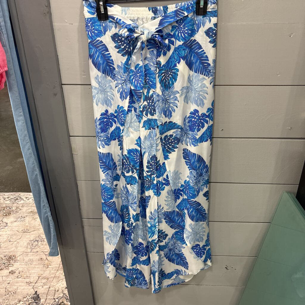 SHORE,2PC TROPICAL PANT TOP SET ,BLUE WHT ,M/L