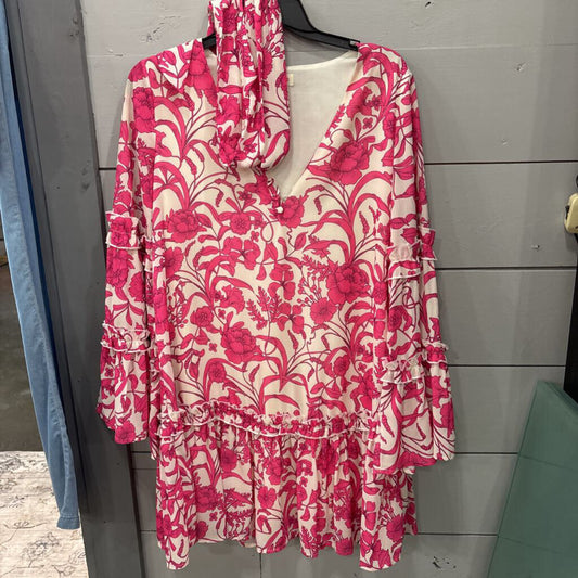 FLYING TOMATO,FLORAL SHEER DRESS ,PINK WHT ,S