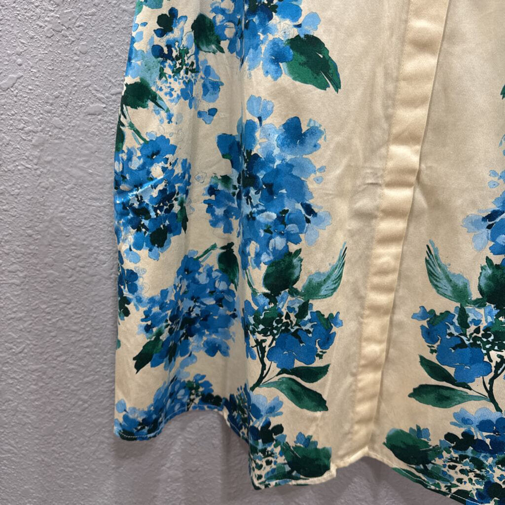 TUCKERNUCK,NWT FLORAL TN DRESS RETAIL 475,BLUE IVORY ,S