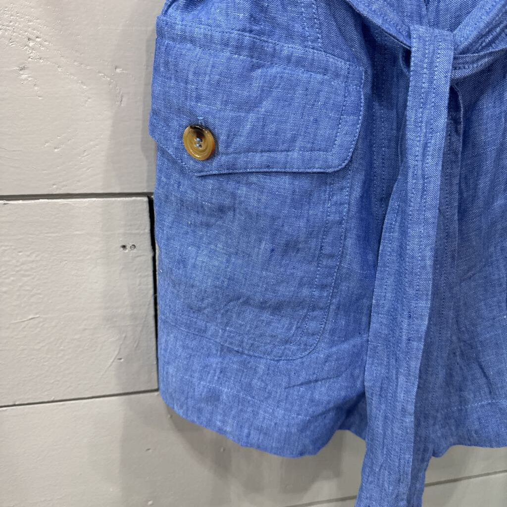 OLIVACEOUS,LINEN LIKE SHORT ROMPER ,BLUE ,S