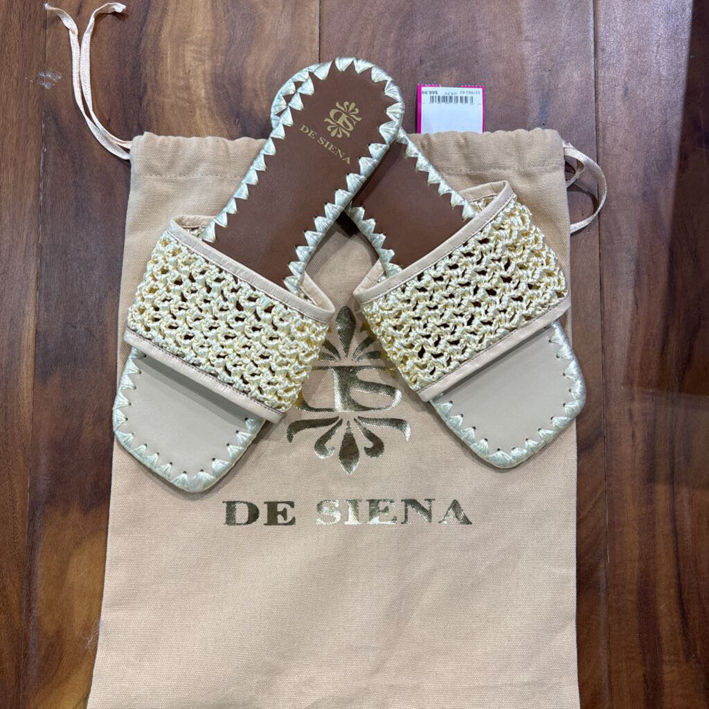 DE SIENA,DESIGNER WOVEN SANDALS,TAN,38