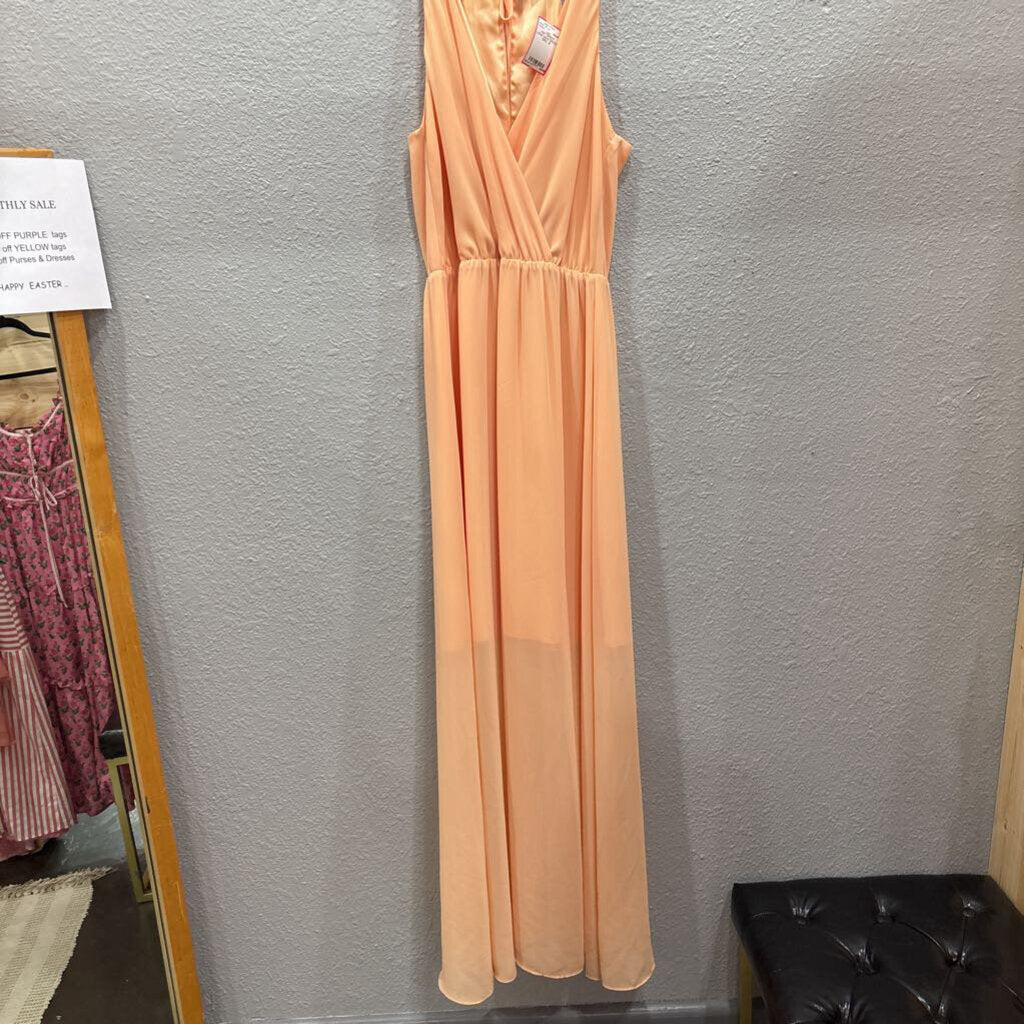 GIANNA BINI,NWT SHEER LONG MAXI DRESS ,ORG ,M