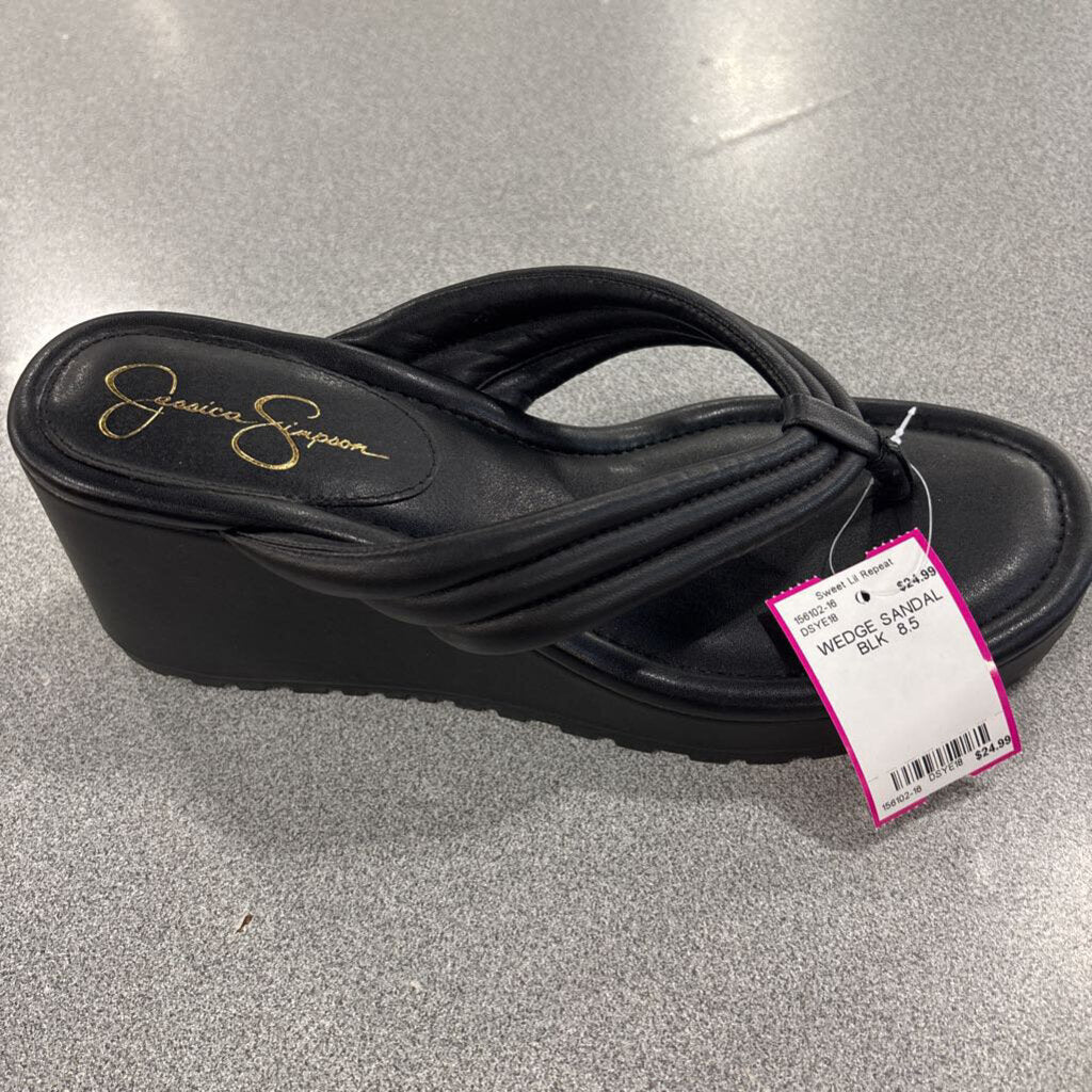JESSICA SIMPSON,WEDGE SANDAL ,BLK ,8.5
