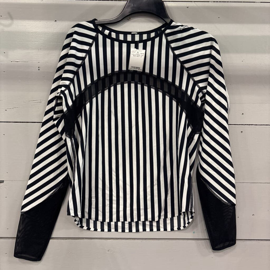 LULULEMON,LULU STRIPE TOP ,BLK WHT ,6