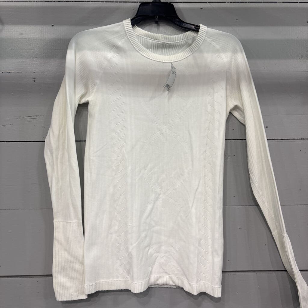 LULULEMON,LULU RIBBED TOP ,WHT ,8