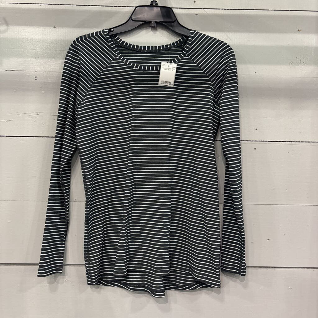 LULULEMON,LULU STRIPE TOP ,GRY WHT ,6