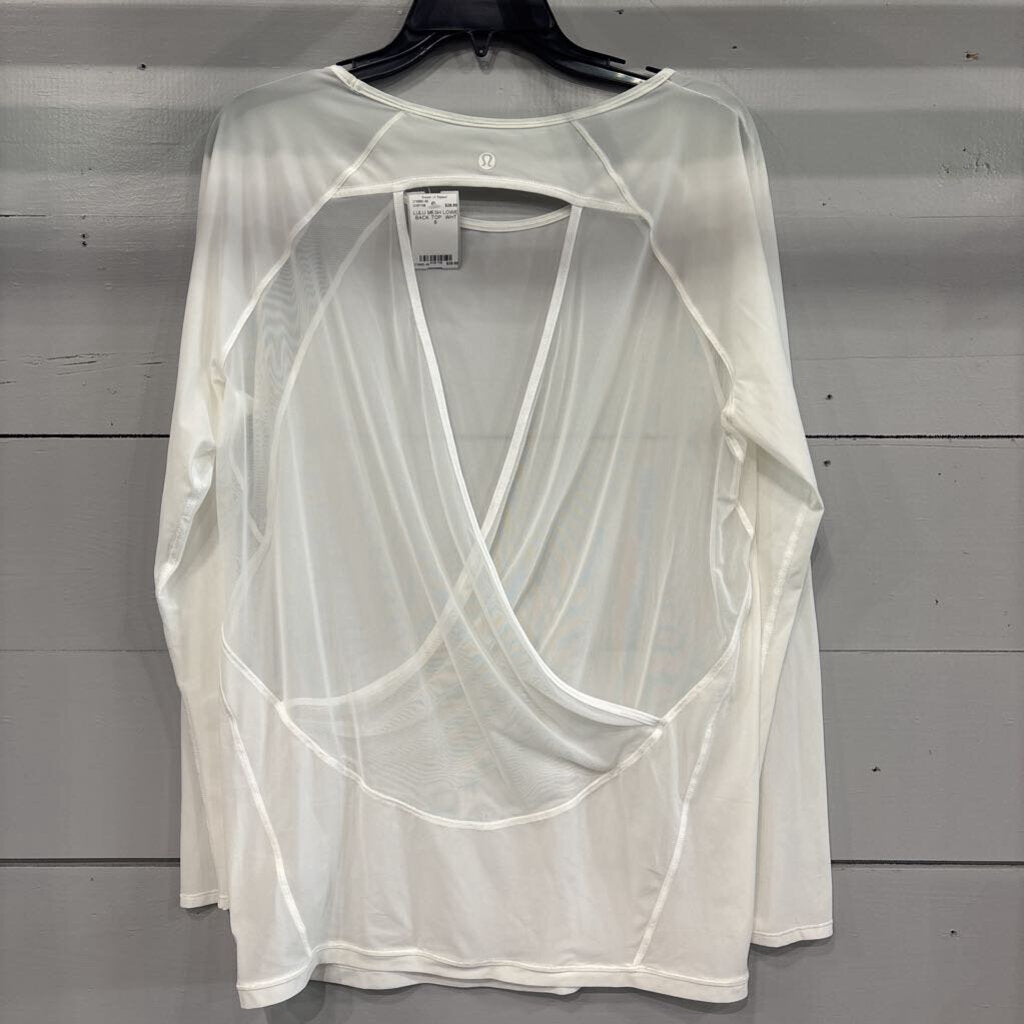LULULEMON,LULU MESH LOWE BACK TOP ,WHT ,6