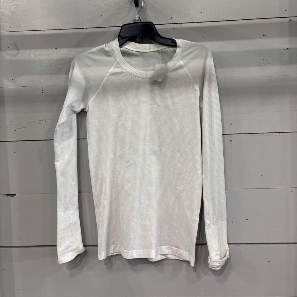 LULULEMON,LULU GLITTER TOP ,WHT GRY ,8