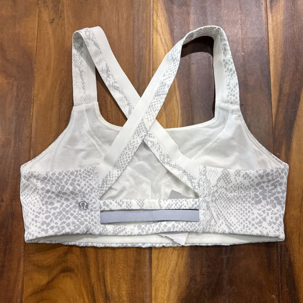 LULULEMON,LULU ACTIVE BRA ,WHT GRY ,8