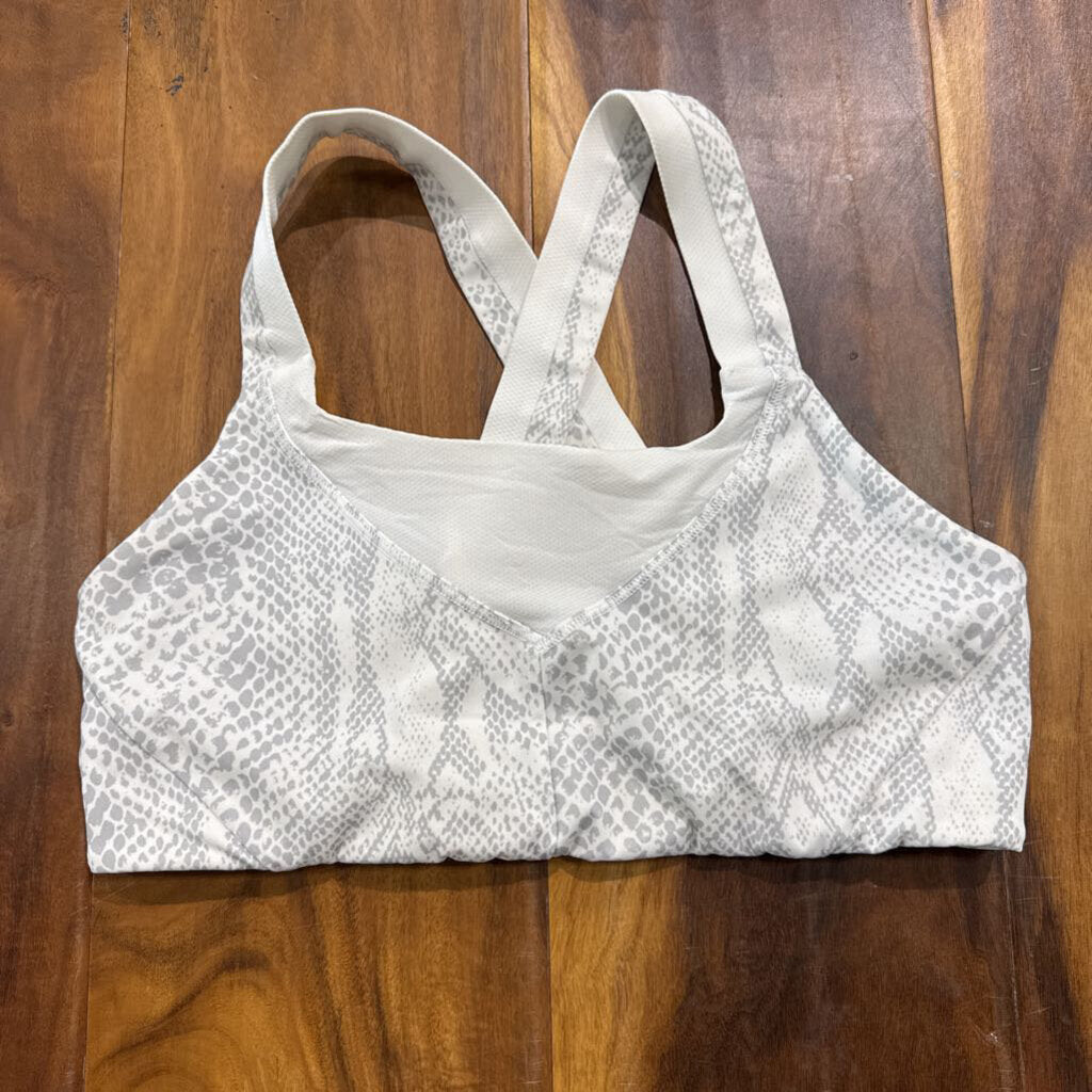 LULULEMON,LULU ACTIVE BRA ,WHT GRY ,8