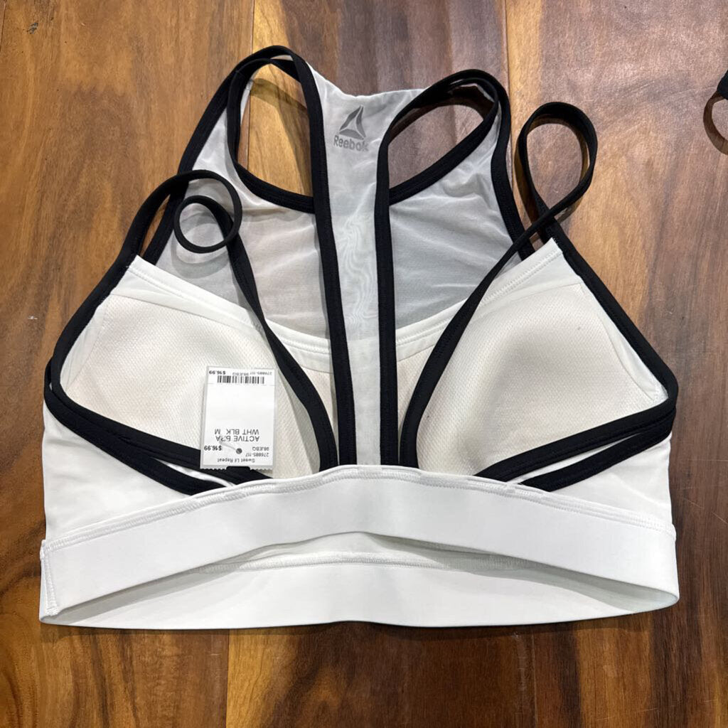 REEBOK,ACTIVE BRA ,WHT BLK ,M