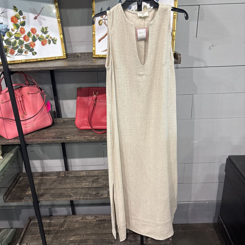 P CILL,LINEN LIKE TANK DRESS ,TAN,S