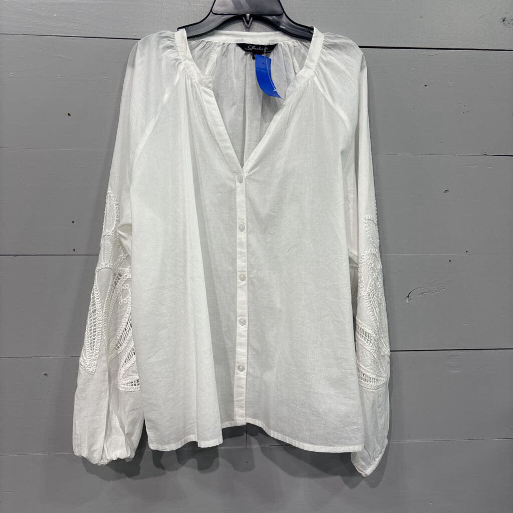 NWT SHEAR SOLID TOP,WH,XL