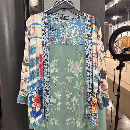 JOHN MARK,FLORAL EMBROIDERY KIMONO,FLORAL ,XS