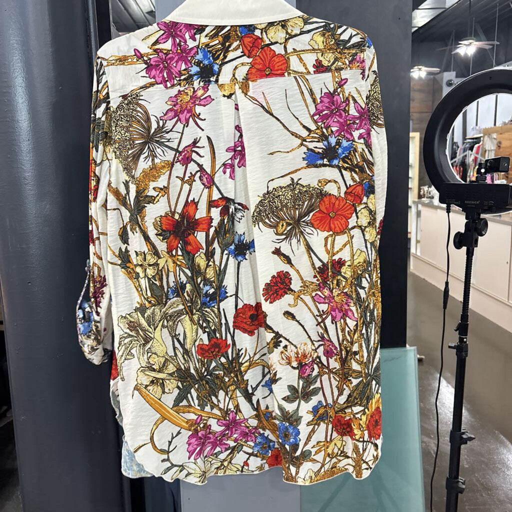 JOHN MARK,FLORAL EMBROIDERED TOP,FLORAL,S