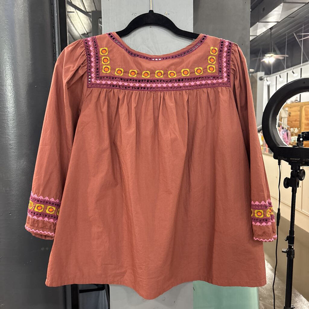 IVY JANE,EMBROIDERED TUNIC,RUST ,S