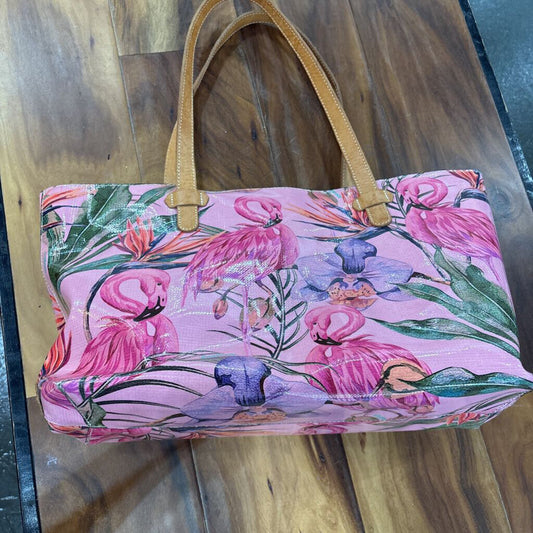 BEACH TOTE ,TEAL WHT