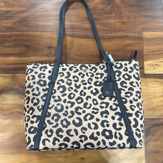 KATE SPADE,KS LEOPARD TOTE HANDBAG RETAIL 345,TAN BLK