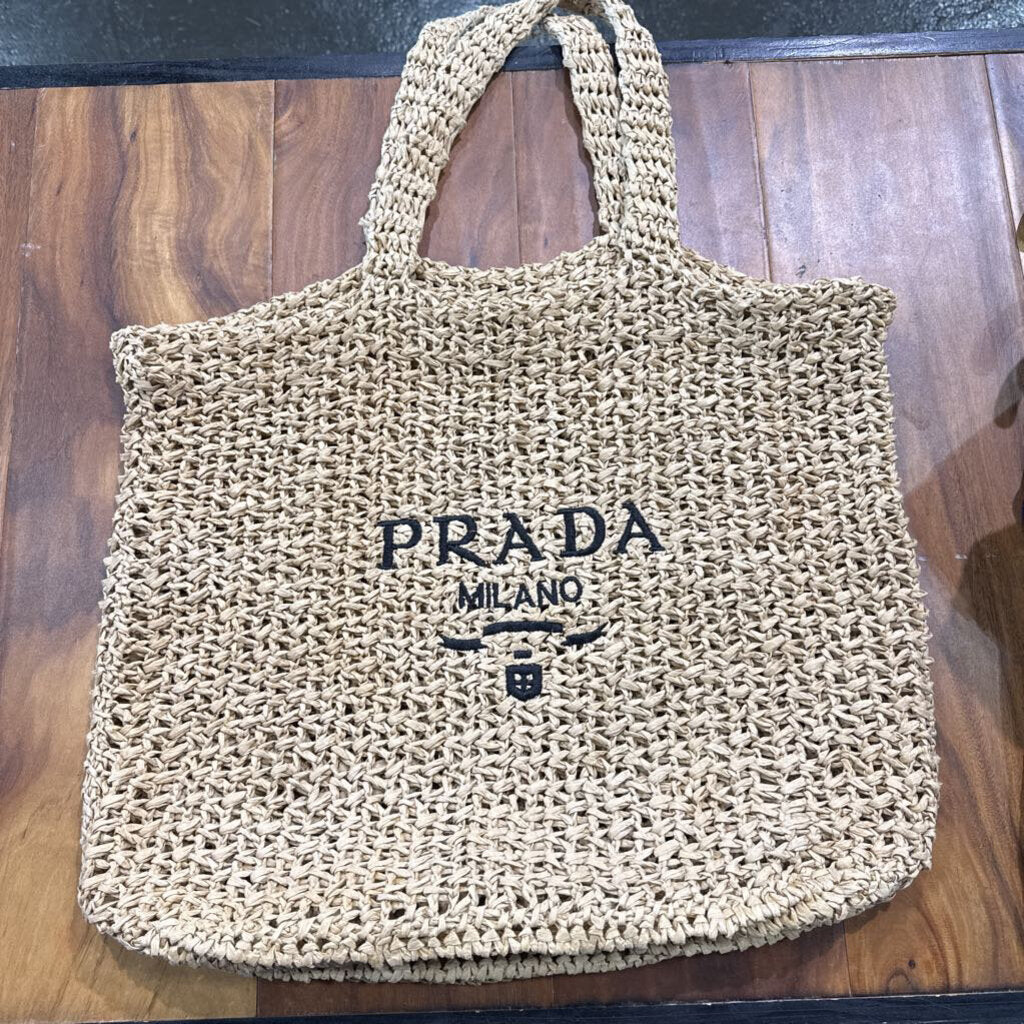 PRADA DUPE BEACH BAG ,WHEAT