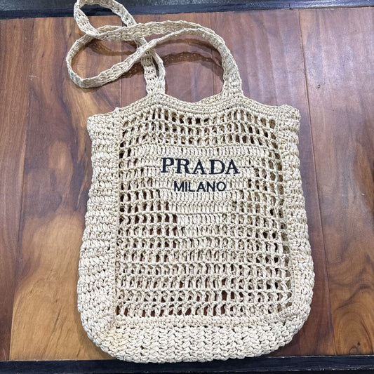 PRADA DUPE BEACH BAG ,WHEAT