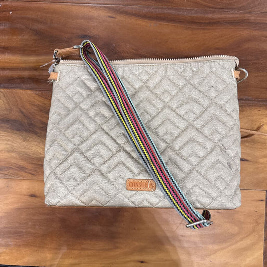 CONSUELA,CONSUELA QUILTED HANDBAG,TAN GOLD