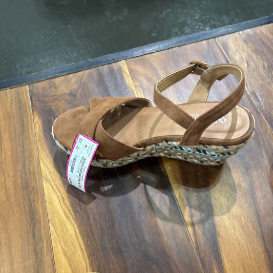PATRIZIA,SEUDE WEDGE SANDAL W/ BLING,CAMEL ,39