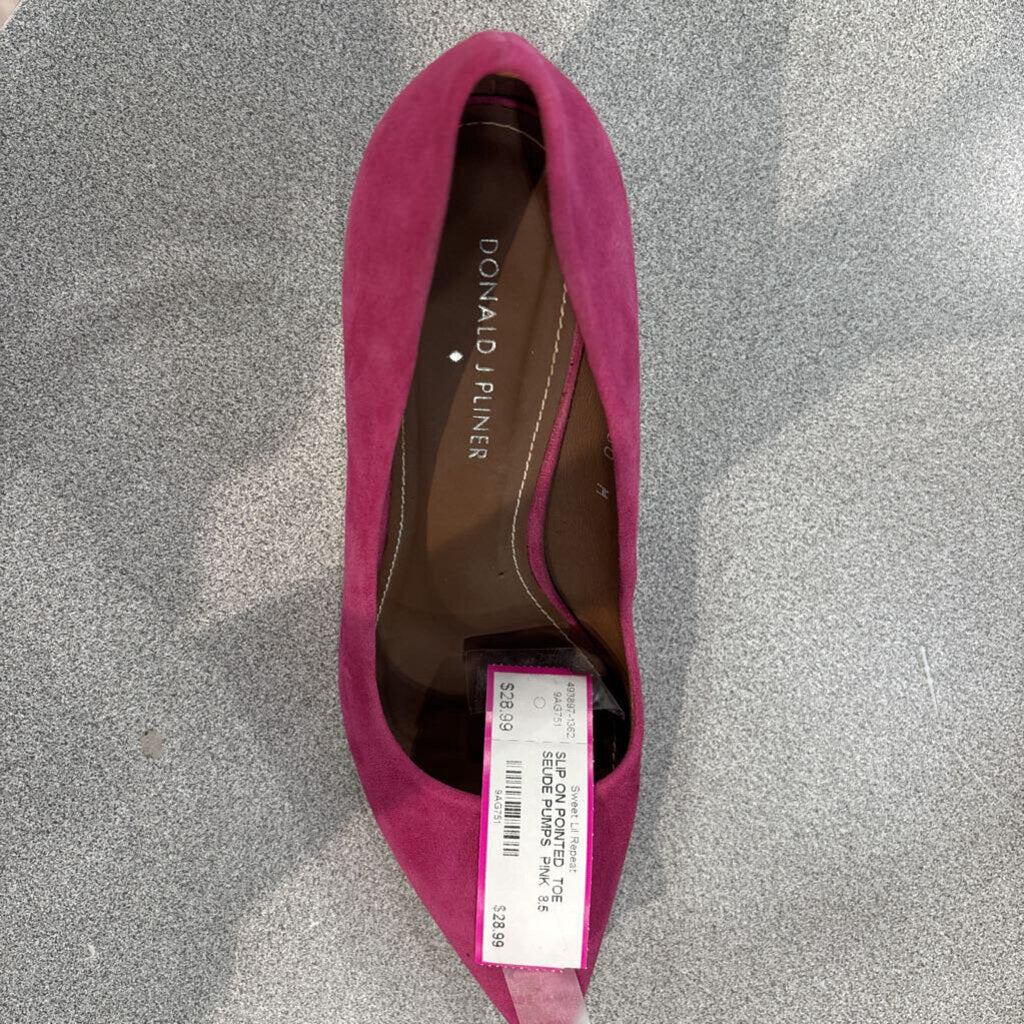 DONALD PLINER,SLIP ON POINTED TOE SEUDE PUMPS ,PINK ,8.5