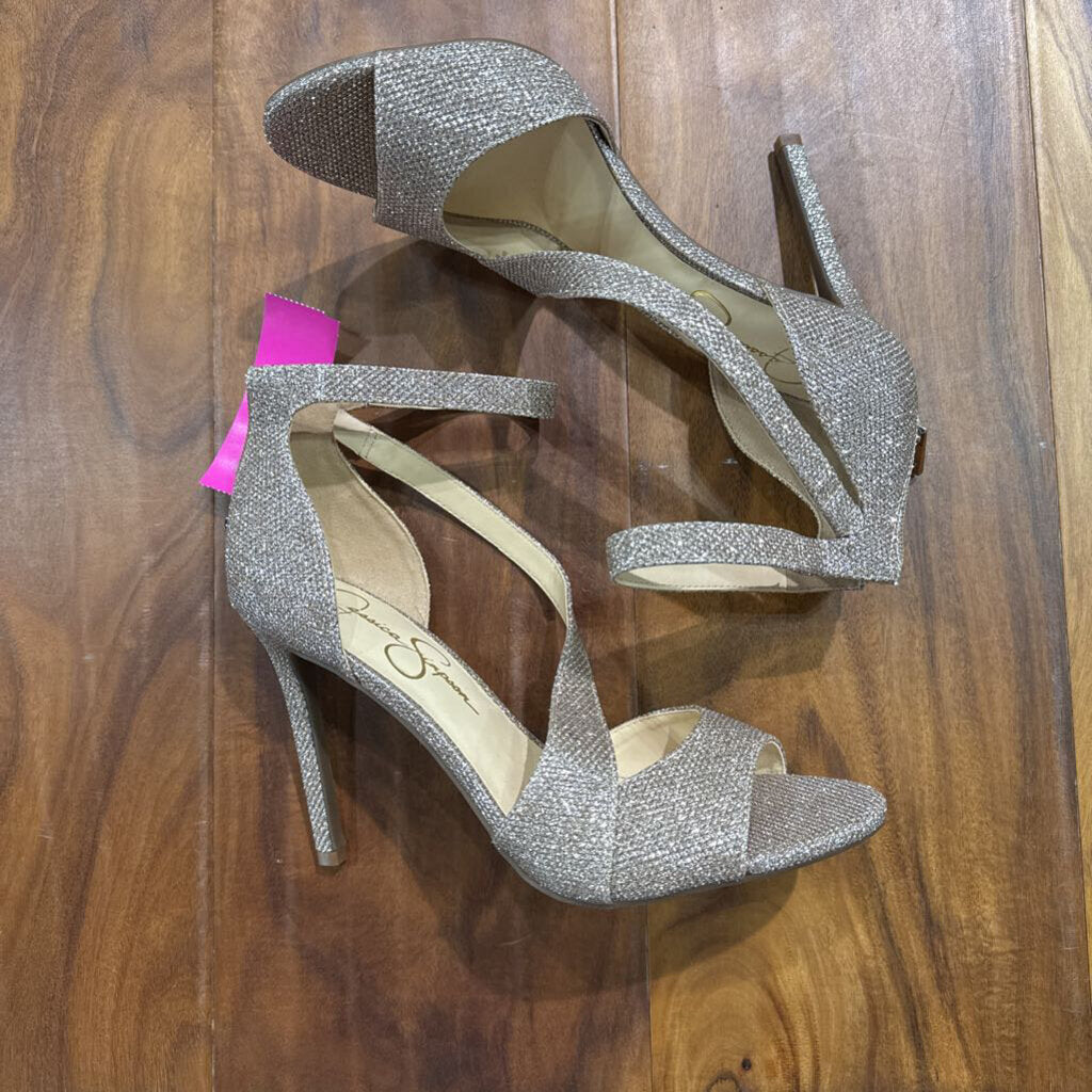 JESSICA SIMPSON,NEW GLITTER HEEL JS ,CHAMPAGNE,7.5