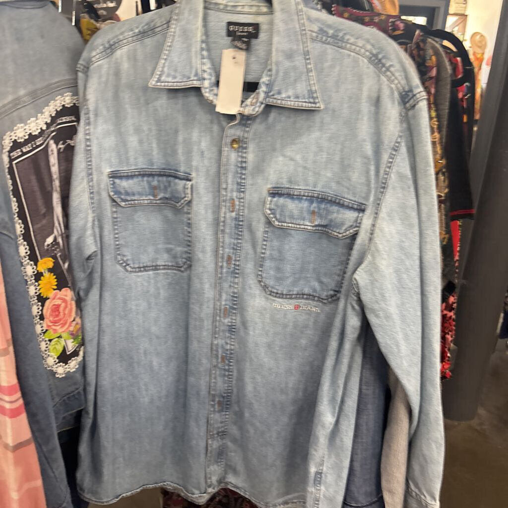 DENIM SHIRT W/ FLAG,GREEN