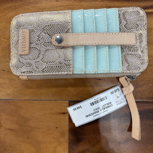 CONSUELA,CONSUELA SNAKESKIN WALLET ,GOLD