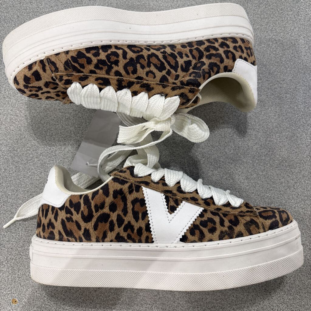 AVIATOR NATION,LEOPARD PLATFORM SNEAKER ,TAN WHT ,38
