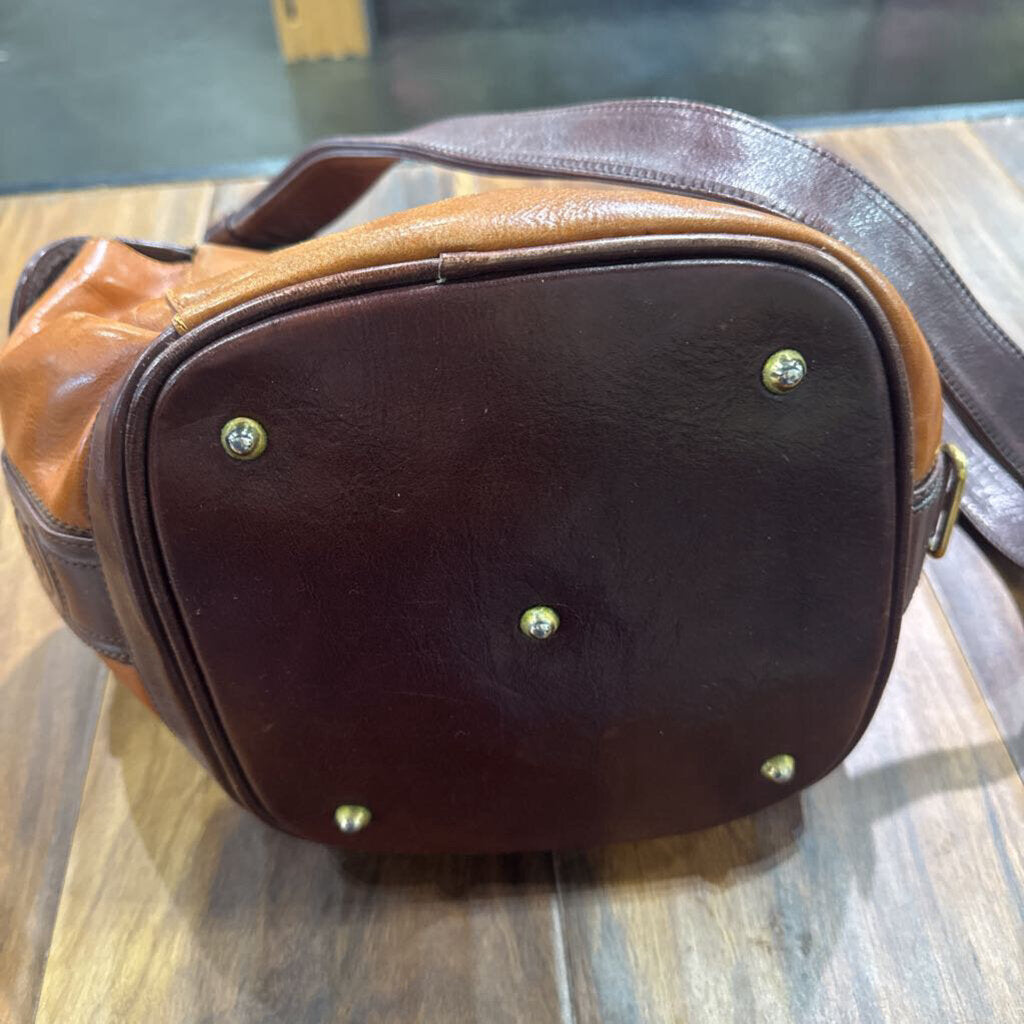 MARINO ORLANDI,MARINO ORLANDI LEATHER HANDBAG,CAMEL BRN