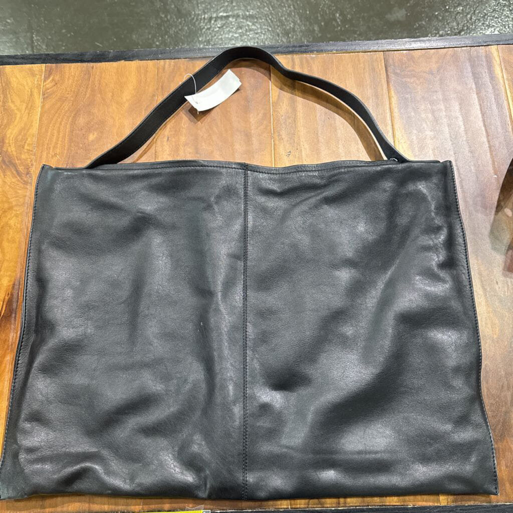 GENUINE LEATHER HANDBAG ,BLK