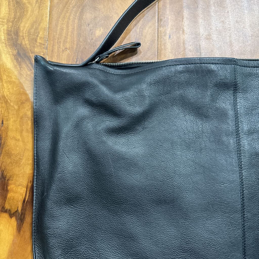 GENUINE LEATHER HANDBAG ,BLK