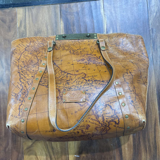 PATRICIA NASH,PNASH MAP LEATHER HANDBAG ,brown