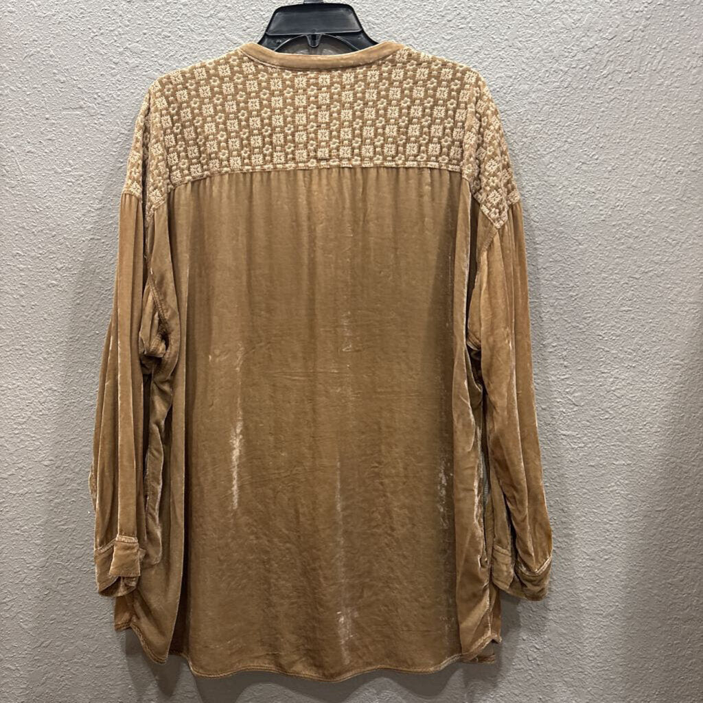 JOHNNY WAS,JWAS VELVET ROPE TYE TOP ,GOLD ,S