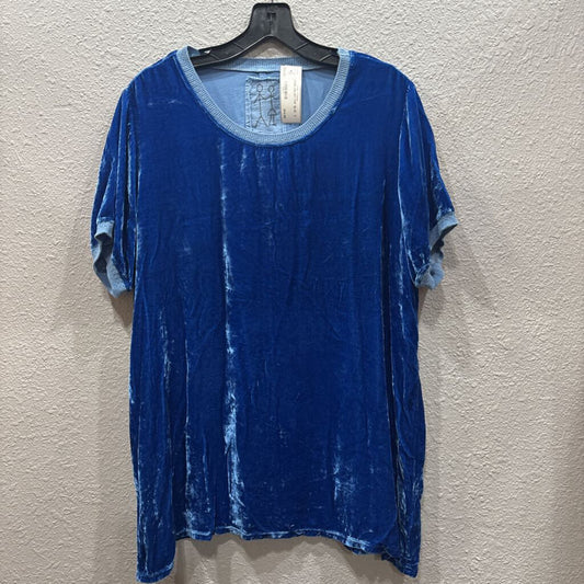 JOHNNY WAS,JWAS VELVET TOP ,BLUE ,S