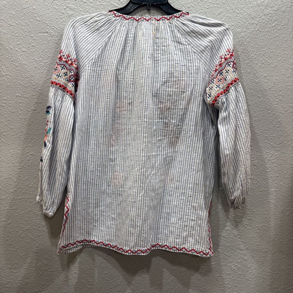 JOHNNY WAS,JWAS STRIPE FLORAL T TOP ,WHT MULTI ,L