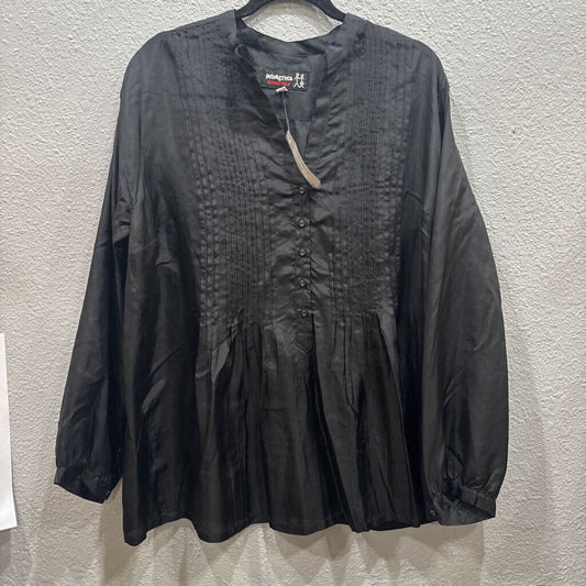 JOHNNY WAS,JWAS SILK RUFFLE ,BLK ,M