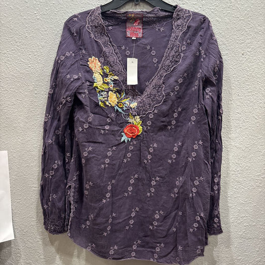 JOHNNY WAS,JWAS FLORAL TOP ,PUR MULTI ,L