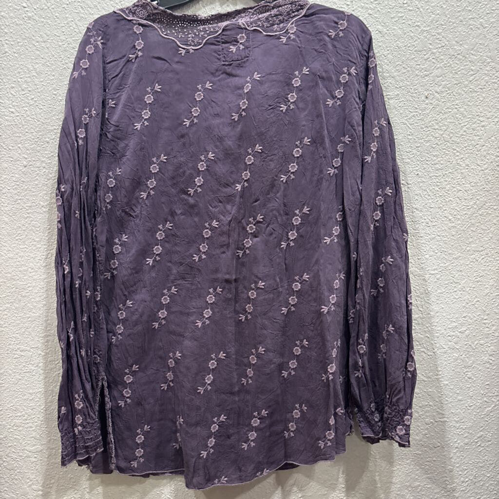 JOHNNY WAS,JWAS FLORAL TOP ,PUR MULTI ,L
